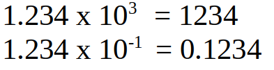 Two numbers expressed in scientific notation as powers of 10.