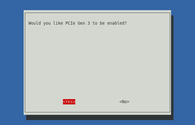Raspberry Pi 5 raspi-config enabling PCIe 3.