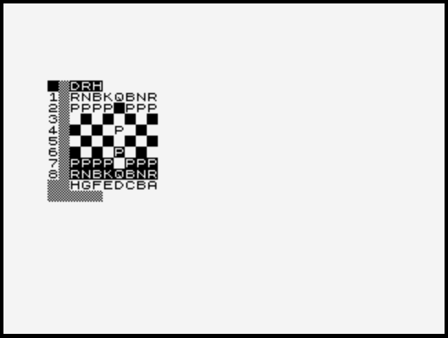 A screenshot of 1K Chess running on a ZX81.