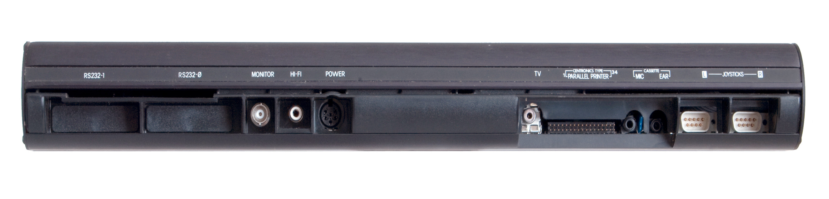Rear side of the Memotech MTX showing the ports.